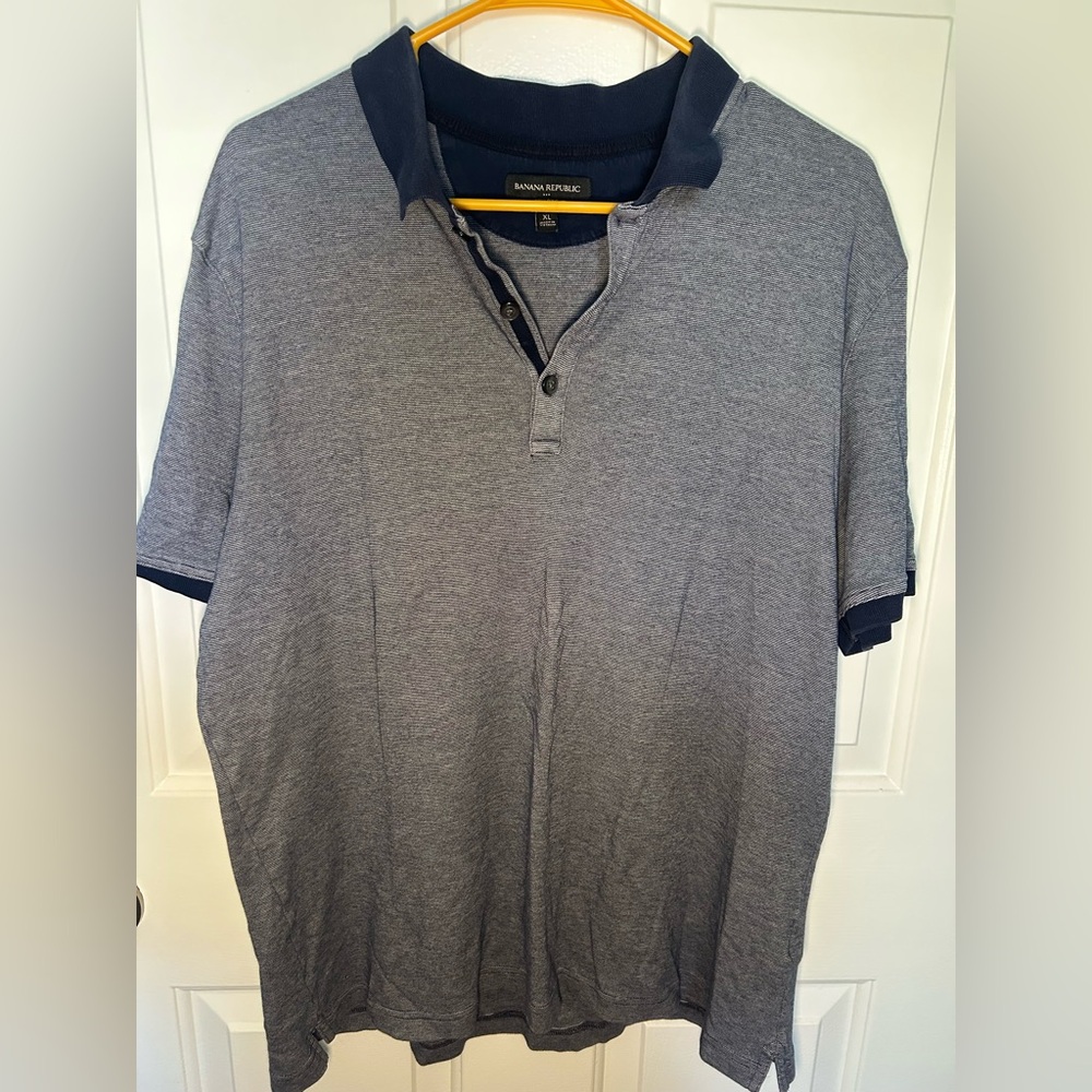 Banana Republic Men's Polo in Gray and Navy